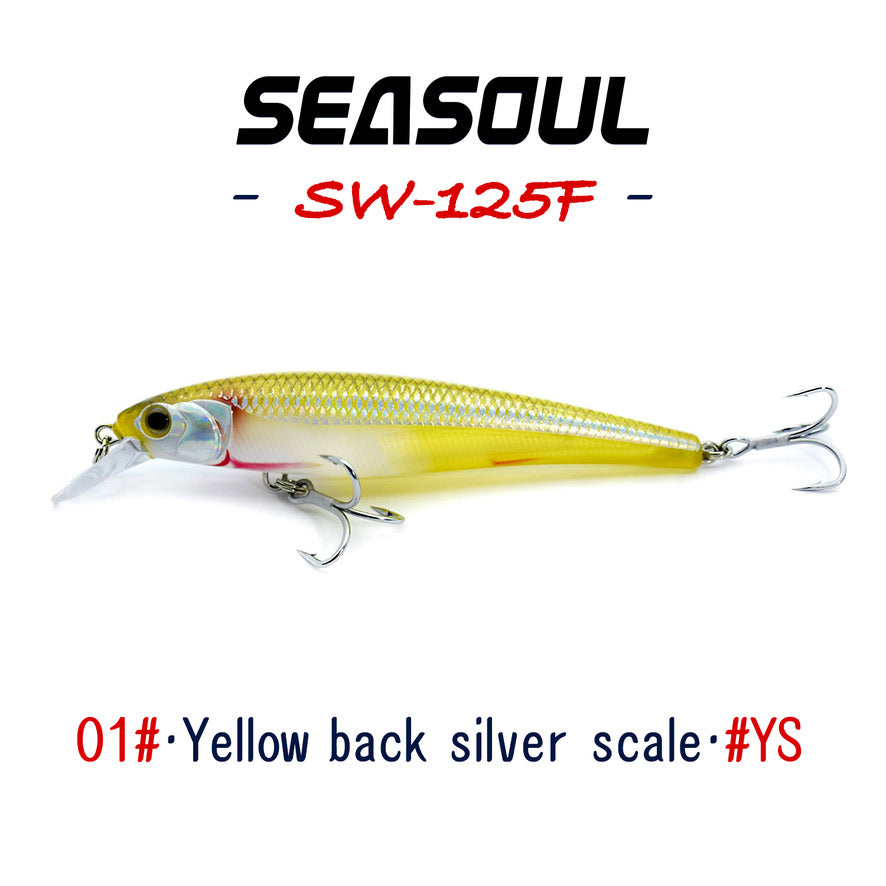 SEASOUL Series Speed Swing Minnow SW-125F Sea Fishing Luya Floating Water Bait, Black Bream