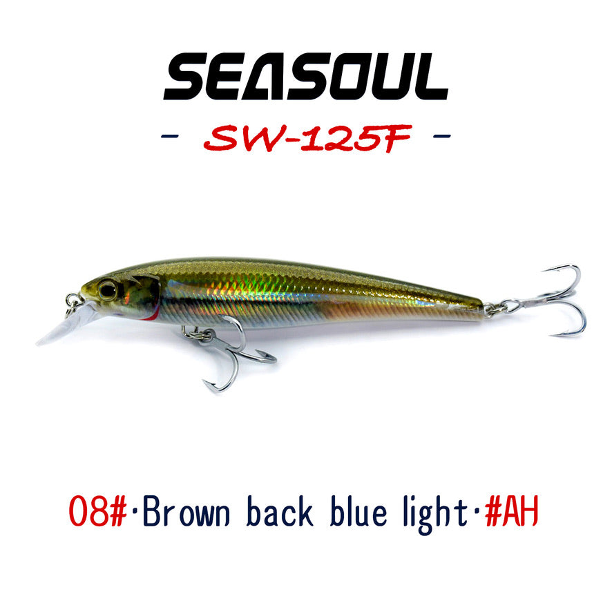 SEASOUL Series Speed Swing Minnow SW-125F Sea Fishing Luya Floating Water Bait, Black Bream