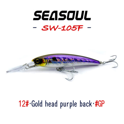 SEASOUL series long tongue plate Minnow SW-105F sea fishing Luya deep diving floating bait