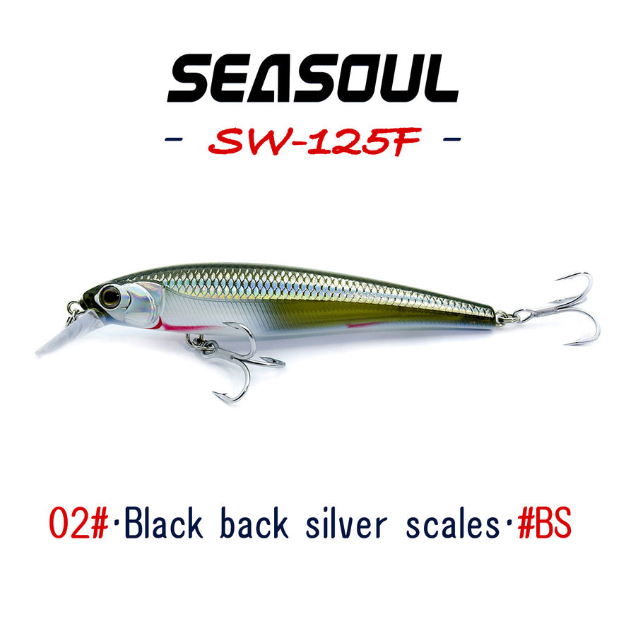 SEASOUL Series Speed Swing Minnow SW-125F Sea Fishing Luya Floating Water Bait, Black Bream