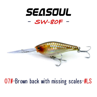 SEASOUL Series Crank bait SW-80F Sea Fishing Luya Diving Deep Lure, Stone Spotted Black Bream