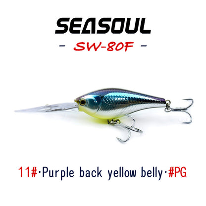 SEASOUL Series Crank bait SW-80F Sea Fishing Luya Diving Deep Lure, Stone Spotted Black Bream