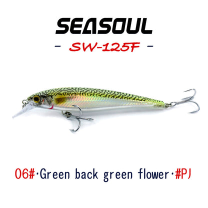 SEASOUL Series Speed Swing Minnow SW-125F Sea Fishing Luya Floating Water Bait, Black Bream