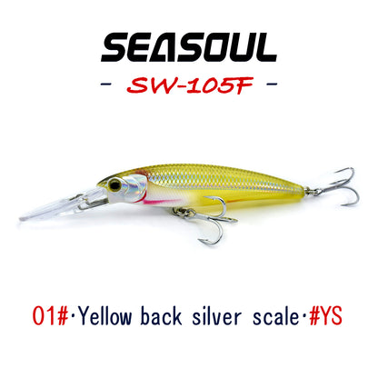 SEASOUL series long tongue plate Minnow SW-105F sea fishing Luya deep diving floating bait