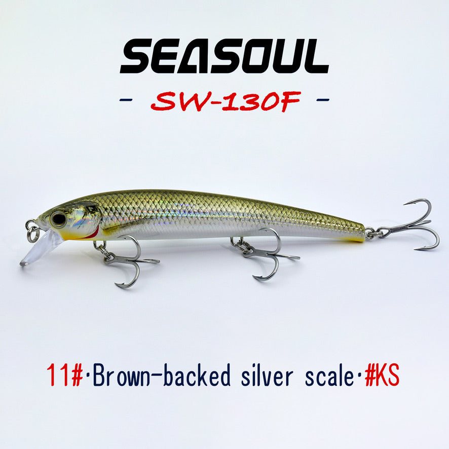 SEASOUL Series Three Hook Minnow SW-130F Sea Fishing Luya Floating Water Bait