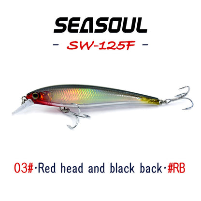 SEASOUL Series Speed Swing Minnow SW-125F Sea Fishing Luya Floating Water Bait, Black Bream