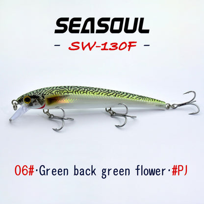 SEASOUL Series Three Hook Minnow SW-130F Sea Fishing Luya Floating Water Bait