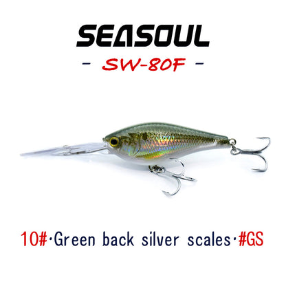 SEASOUL Series Crank bait SW-80F Sea Fishing Luya Diving Deep Lure, Stone Spotted Black Bream