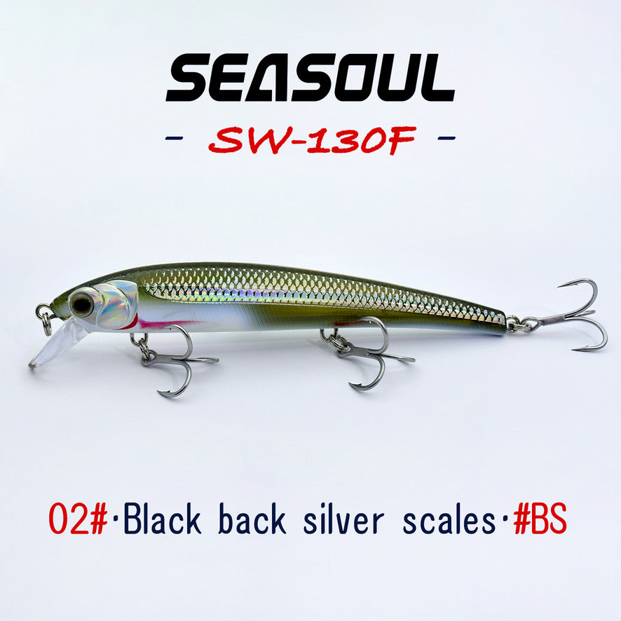 SEASOUL Series Three Hook Minnow SW-130F Sea Fishing Luya Floating Water Bait