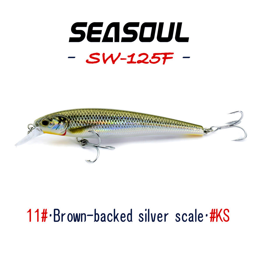 SEASOUL Series Speed Swing Minnow SW-125F Sea Fishing Luya Floating Water Bait, Black Bream