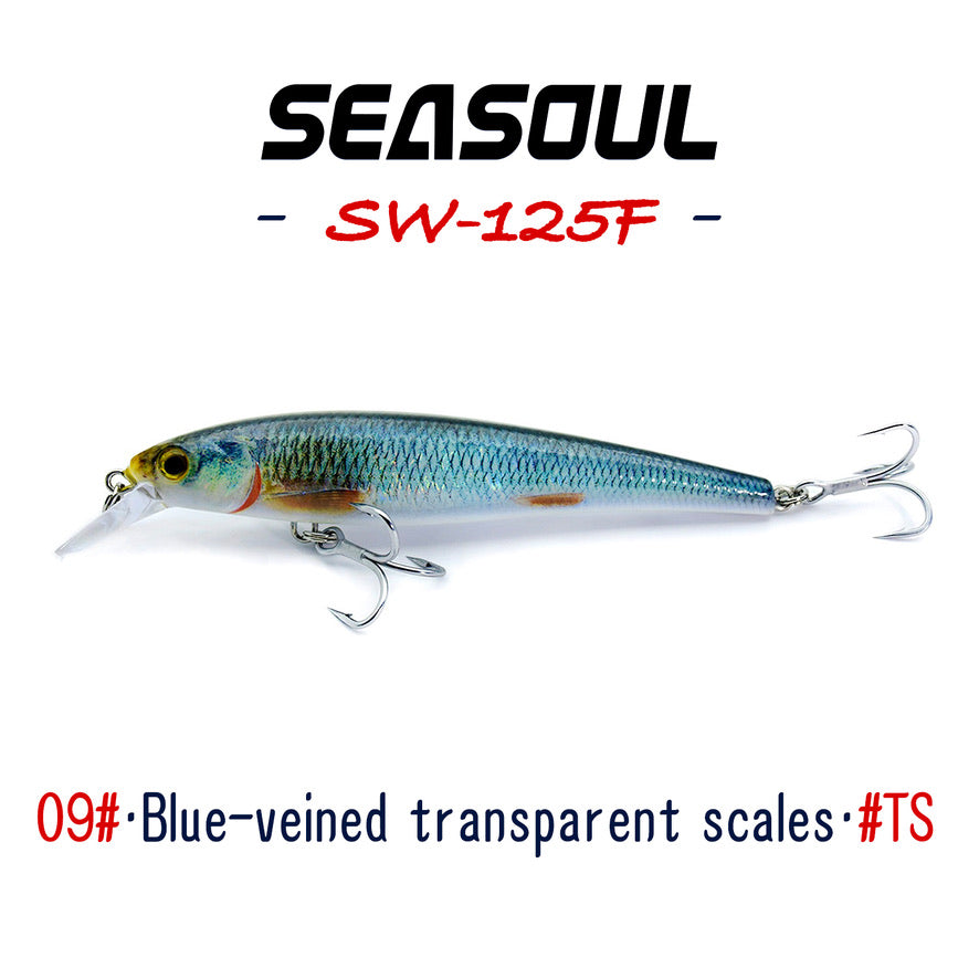 SEASOUL Series Speed Swing Minnow SW-125F Sea Fishing Luya Floating Water Bait, Black Bream