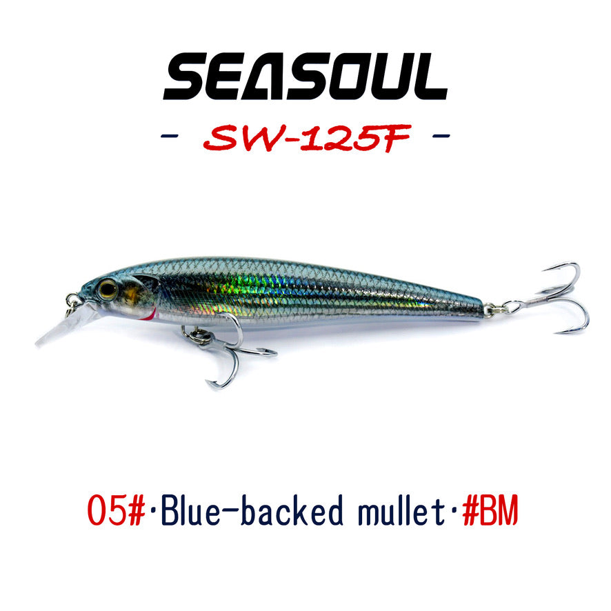 SEASOUL Series Speed Swing Minnow SW-125F Sea Fishing Luya Floating Water Bait, Black Bream