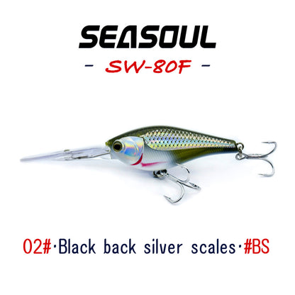 SEASOUL Series Crank bait SW-80F Sea Fishing Luya Diving Deep Lure, Stone Spotted Black Bream