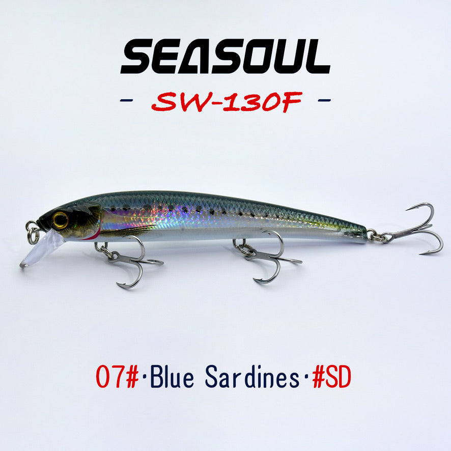 SEASOUL Series Three Hook Minnow SW-130F Sea Fishing Luya Floating Water Bait