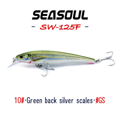 SEASOUL Series Speed Swing Minnow SW-125F Sea Fishing Luya Floating Water Bait, Black Bream