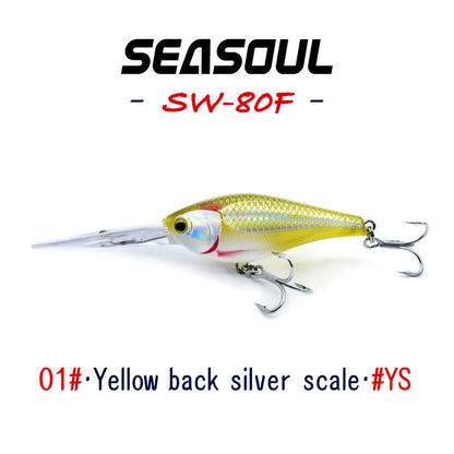 SEASOUL Series Crank bait SW-80F Sea Fishing Luya Diving Deep Lure, Stone Spotted Black Bream