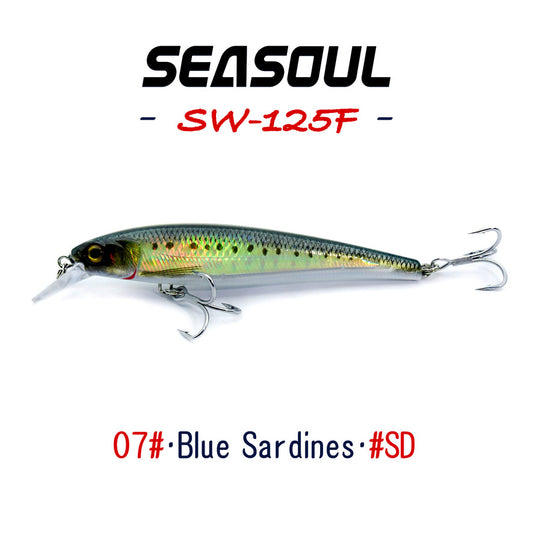 SEASOUL Series Speed Swing Minnow SW-125F Sea Fishing Luya Floating Water Bait, Black Bream